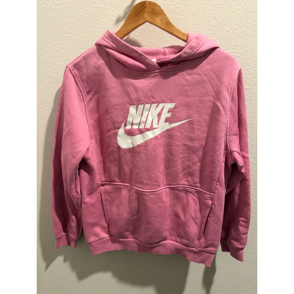 Nike Sportswear Futura Logo Fleece Pullover Hoodie Pink XL Kids Girls